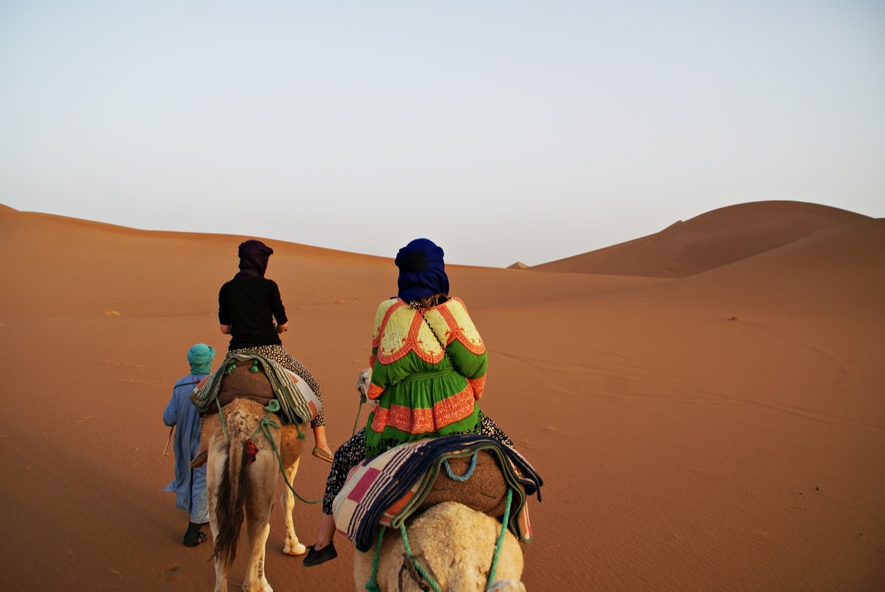 Ride på kamel i Saharaørkenen Marokko