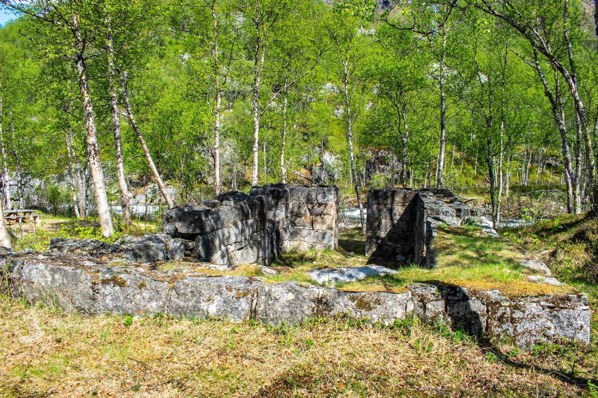 Rester etter bosetning langs Rallarveien fra Rombaksbotn