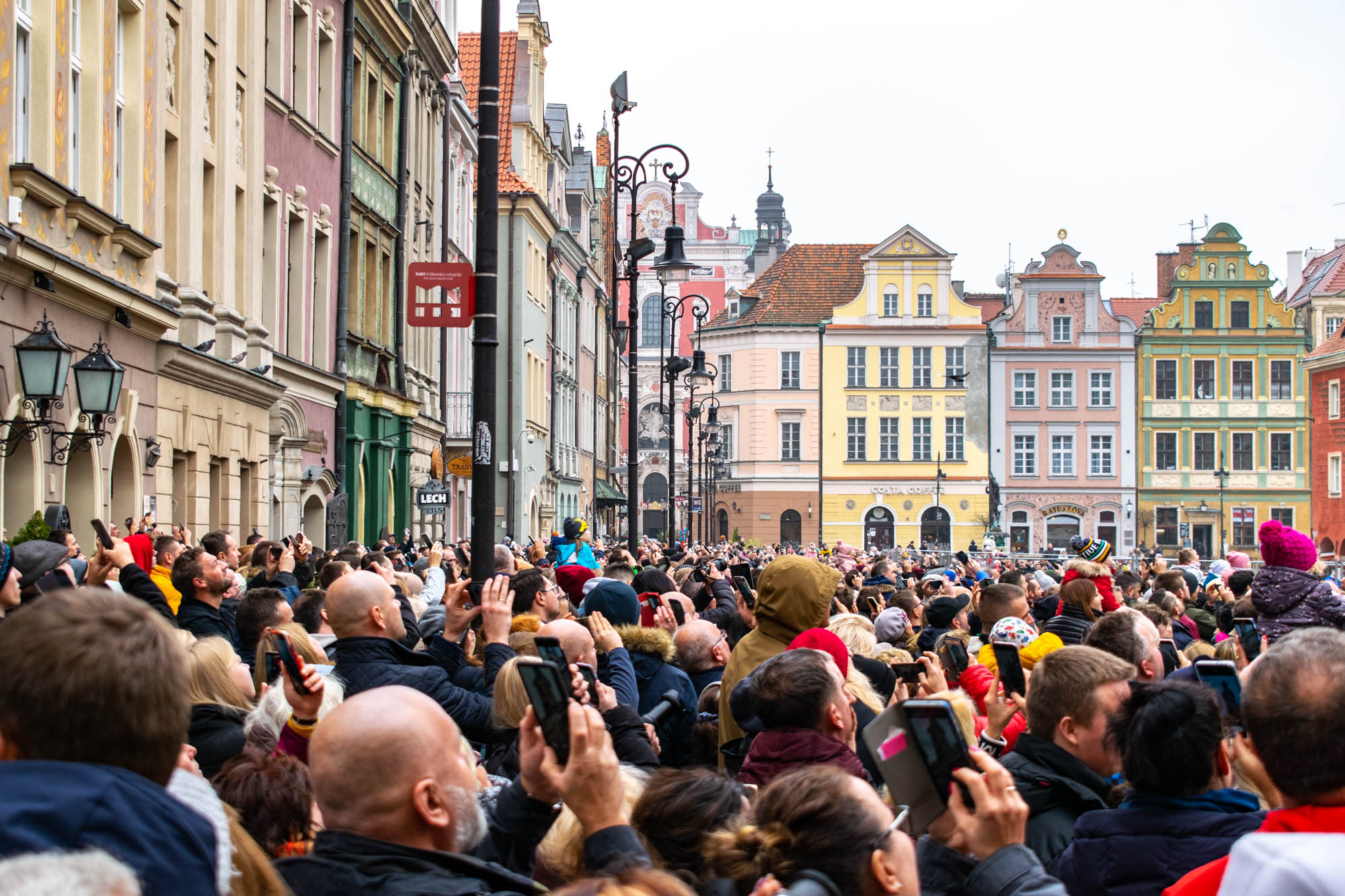 Folkemengde samlet for å se de stangende geitene i Poznan